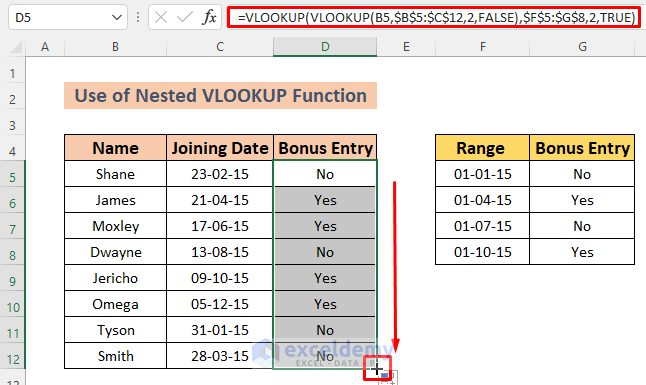 vlookup to find a value that falls between a range