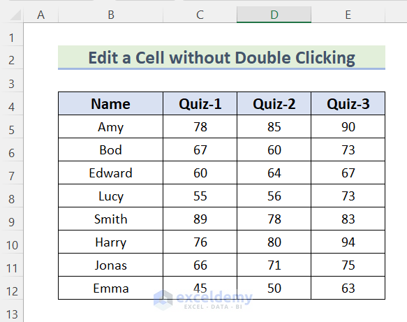 How to Edit a Cell in Excel without Double Clicking