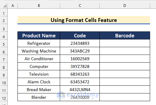 Generate Barcode Numbers in Excel