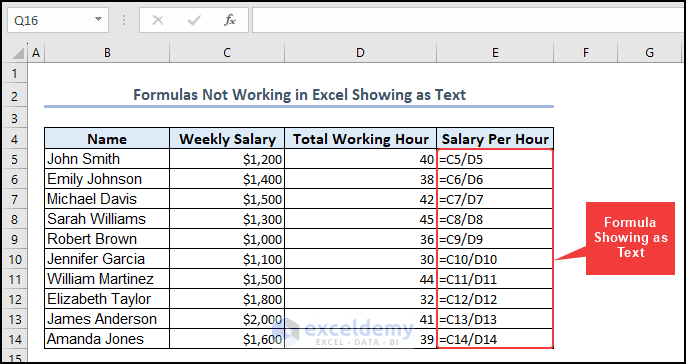 The Formula is Not Working in Excel and Showing as Text - 6 Problems ...
