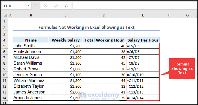 Overview of Formula Not Working in Excel Showing as Text