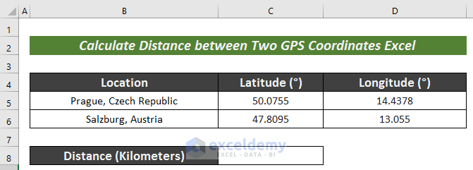 calculate distance between two gps coordinates excel