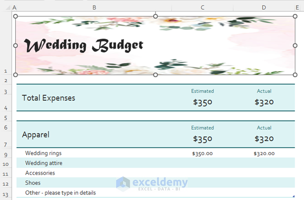 Using Excel Templates to Make a Wedding Budget