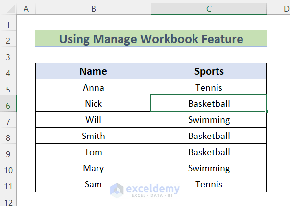 Using Manage Workbook Feature Undo a Save in Excel