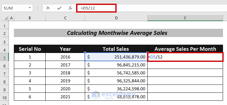 How To Calculate Average Sales In Excel 5 Simple Approaches 