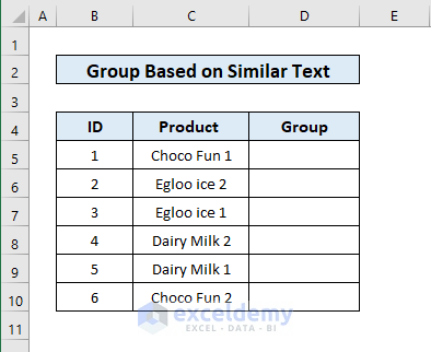 Dataset for Grouping Similar items