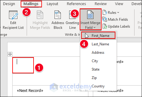 14-Use the Insert Merge Field option to insert labels
