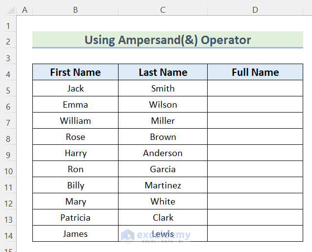 Using Ampersand (&) Operator to Consolidate Data in Excel