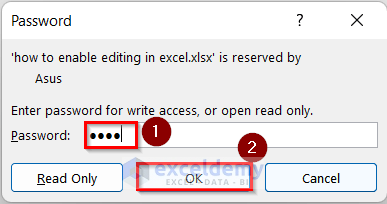 Using Password to Enable Editing in Excel
