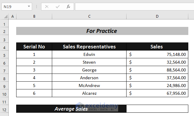How to Calculate Average Sales in Excel 
