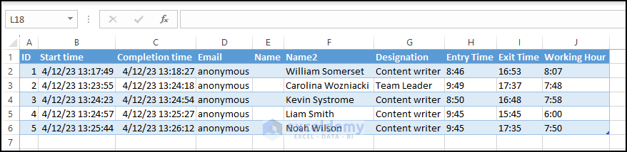Show the output values after data entry in the onedrive form