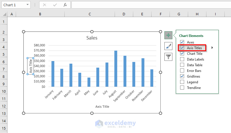 Add Axis Titles in Excel