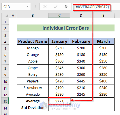  How to Add Individual Error Bars in Excel