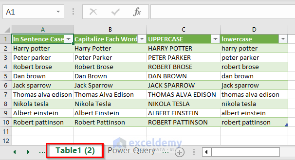 Change Sentence Case into Other Cases with Excel Power Query