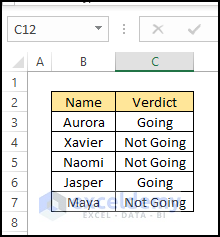 Ouput with the dropdown list