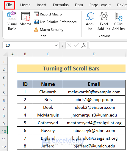 how to stop excel from scrolling to infinity