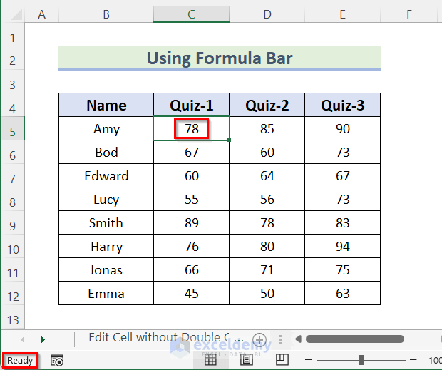 How to Edit a Cell in Excel without Double Clicking Using Formula Bar