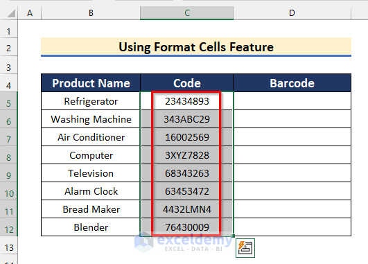 Using Format Cells Feature to Convert Numbers into Text