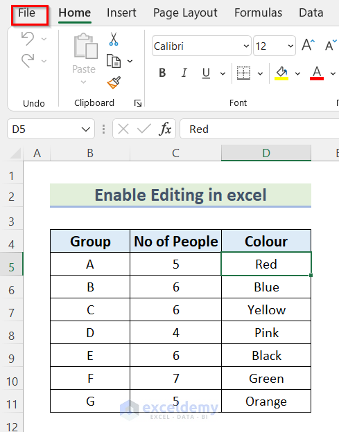 Enable Editing in Excel Using Excel Options