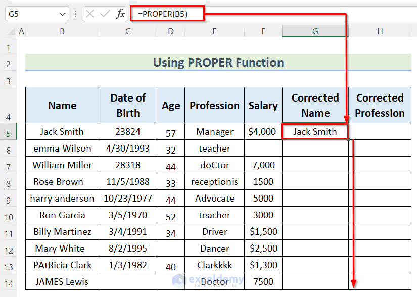 Using PROPER Function to Clean and Prepare Data in Excel