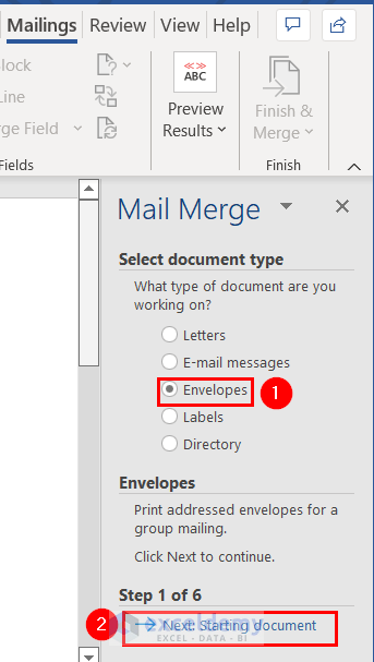 Mail Merge from Excel to Word Envelopes
