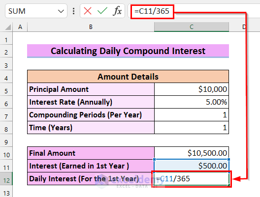 How to Calculate Daily Compound Interest in Excel