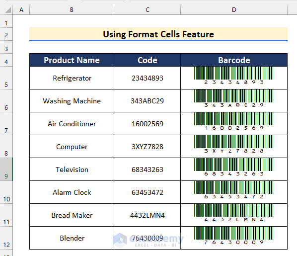 Change Fonts to Generate Barcode Numbers in Excel