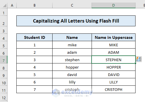 Capitalizing all Letters without Formula