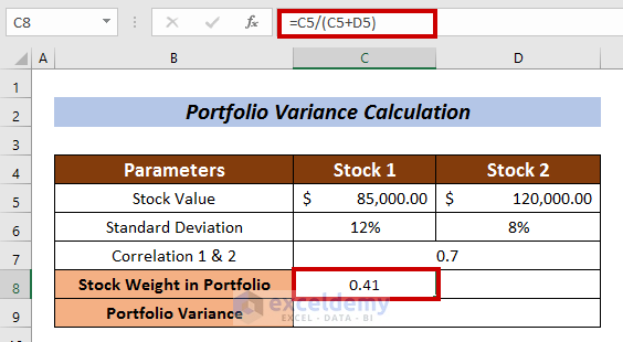 How to Calculate Portfolio Variance in Excel