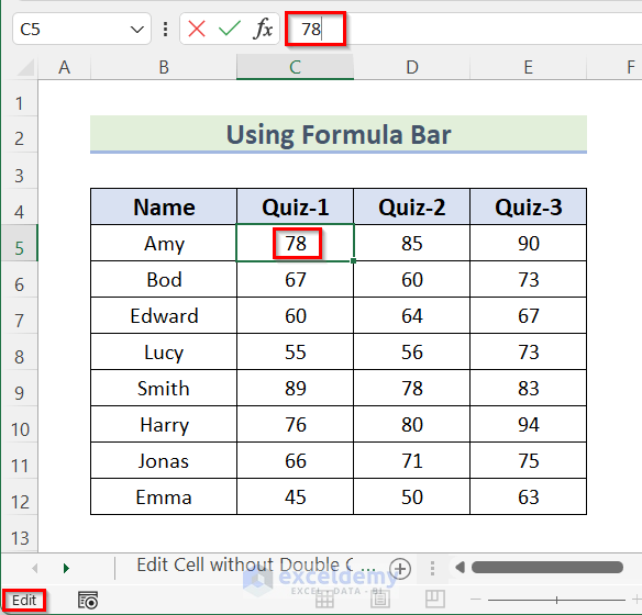 Edit Excel Cell How to Edit a Cell in Excel without Double Clicking (3 Easy Ways)
