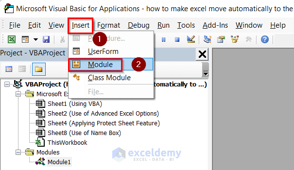 Using VBA to Make Excel Move Automatically to Next Cell