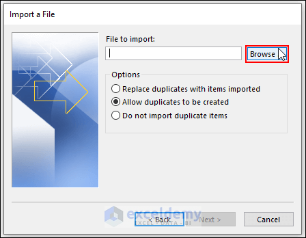 31-Click on Browse to import a CSV file