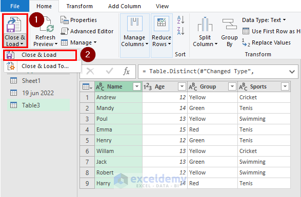 Using Table/Range Feature to Transform Data