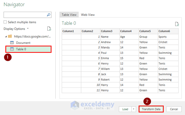 Getting Data from Web to Transform It Using Power Query