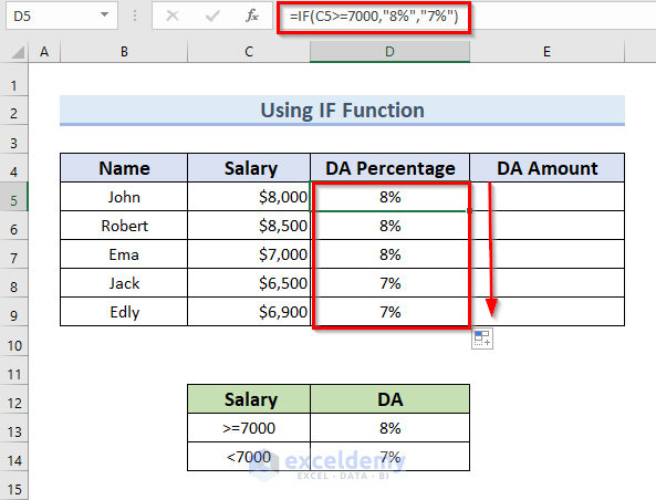 How to Calculate DA on Basic Salary in Excel