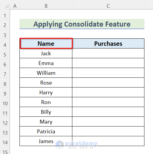 Applying Consolidate Feature to Consolidate Data from Multiple Columns