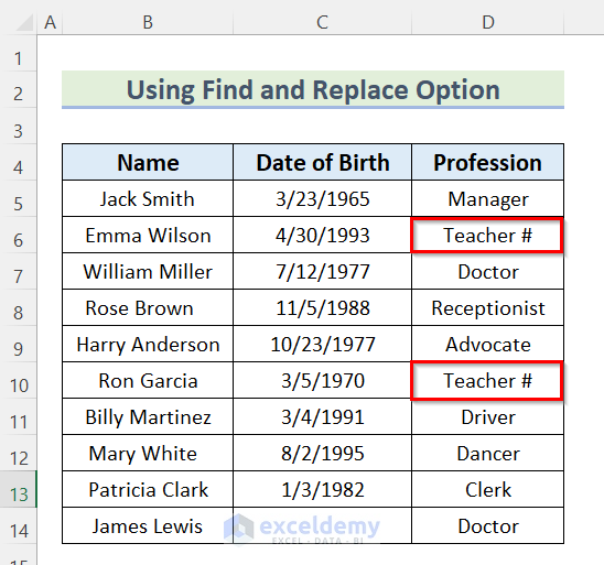 Using Find and Replace Option to Clean and Prepare Data