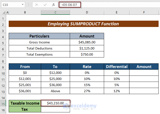 Formula for Withholding Tax in Excel