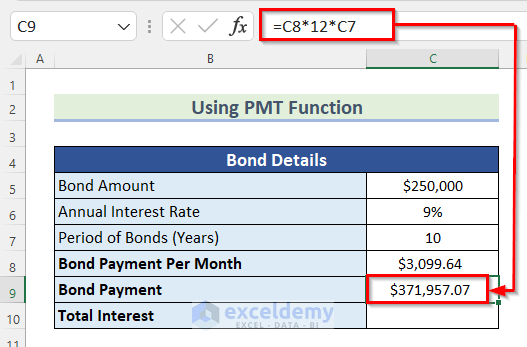 Using PMT Function to Calculate Bond Payments Per Month in Excel