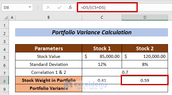 How to Calculate Portfolio Variance in Excel