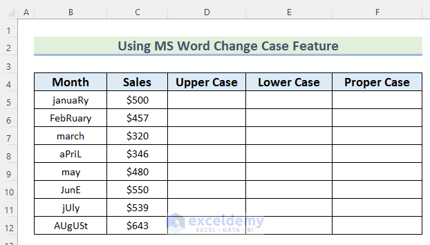Using Microsoft Word “Change Case” Feature