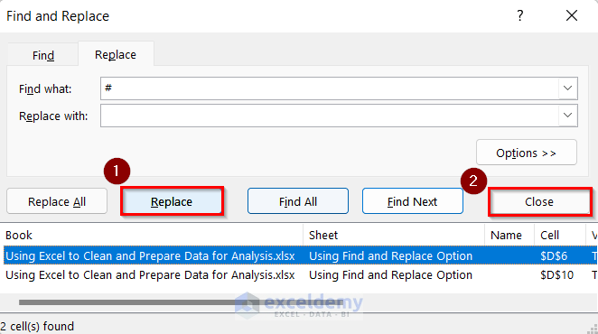 Using Find and Replace Option to Clean and Prepare Data