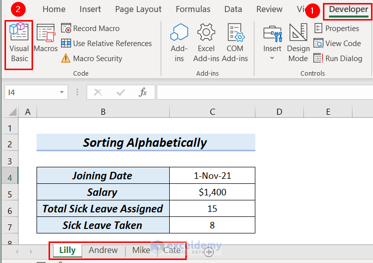 How to Sort Excel Sheet by Name