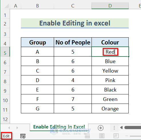 Using Info Feature Enable Editing in Excel
