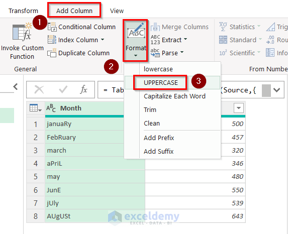 Using Power Query Tool to Change Case in Excel without Formula