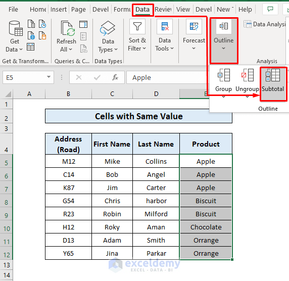 Grouping Similar items in Excel