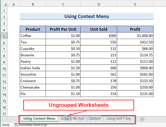 How to Ungroup Worksheets
