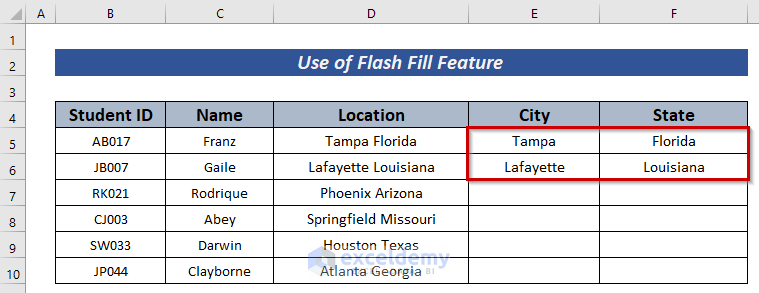 How to Separate City and State in Excel without Commas