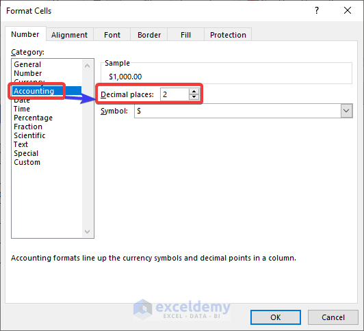 Add the Desired Number of Decimals Using ‘Format Cells’ Command