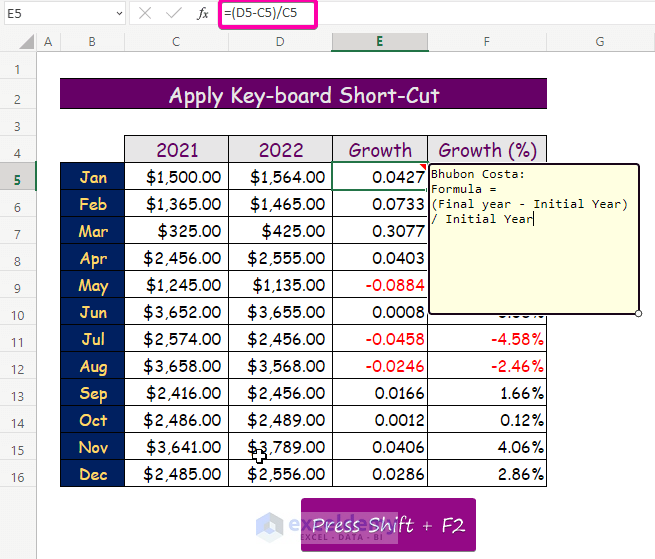 Handy Approaches to Add Notes in an Excel Formula 